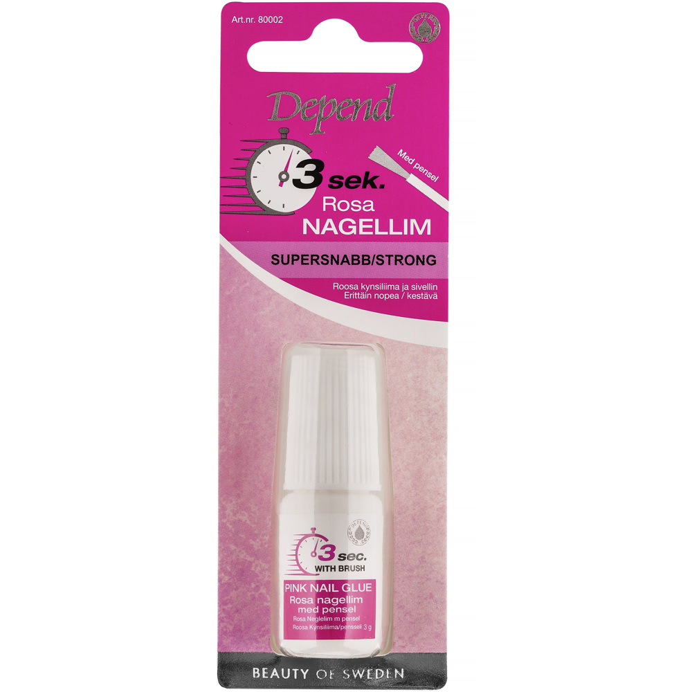 3 Sec. Pink Nail Glue With Brush