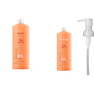 Invigo Nutri-Enrich Shampoo 1000ml + Conditioner 1000ml + Wella Invigo Shampoo Pump 1000ml