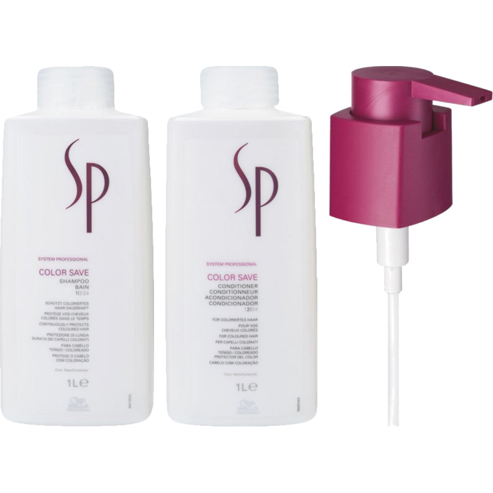 SP Color Save Shampoo 1000ml + Conditioner 1000ml + Shampoo Pump 1000ml